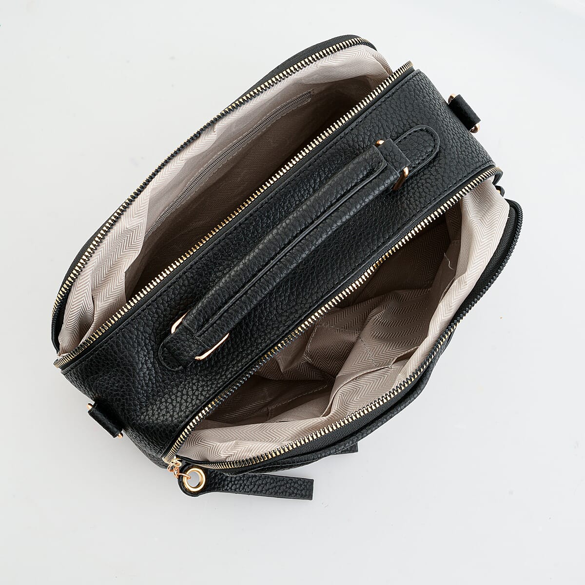 La Marey Black Faux Leather Crossbody Bag (10.24"x4.72"x7.10") image number 7