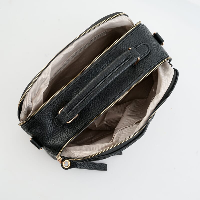 La Marey Black Faux Leather Crossbody Bag