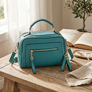 La Marey Teal Faux Leather Crossbody Bag