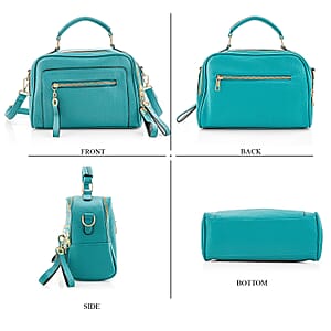 La Marey Teal Faux Leather Crossbody Bag