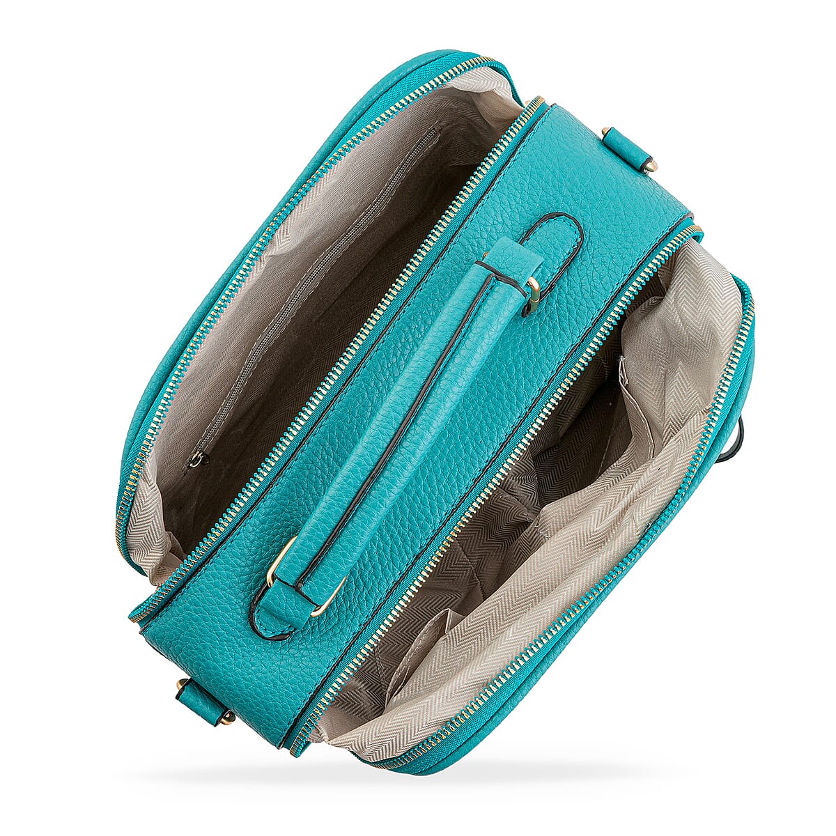 La Marey Teal Faux Leather Crossbody Bag image number 5