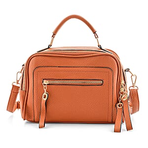 La Marey Brown Faux Leather Crossbody Bag