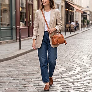 La Marey Brown Faux Leather Crossbody Bag