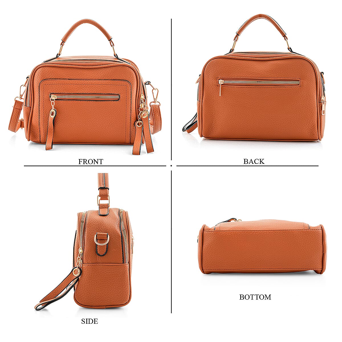 La Marey Brown Faux Leather Crossbody Bag image number 3