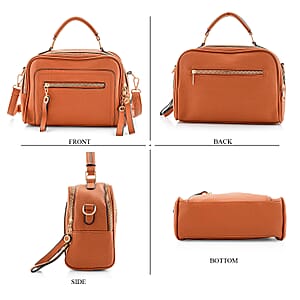La Marey Brown Faux Leather Crossbody Bag