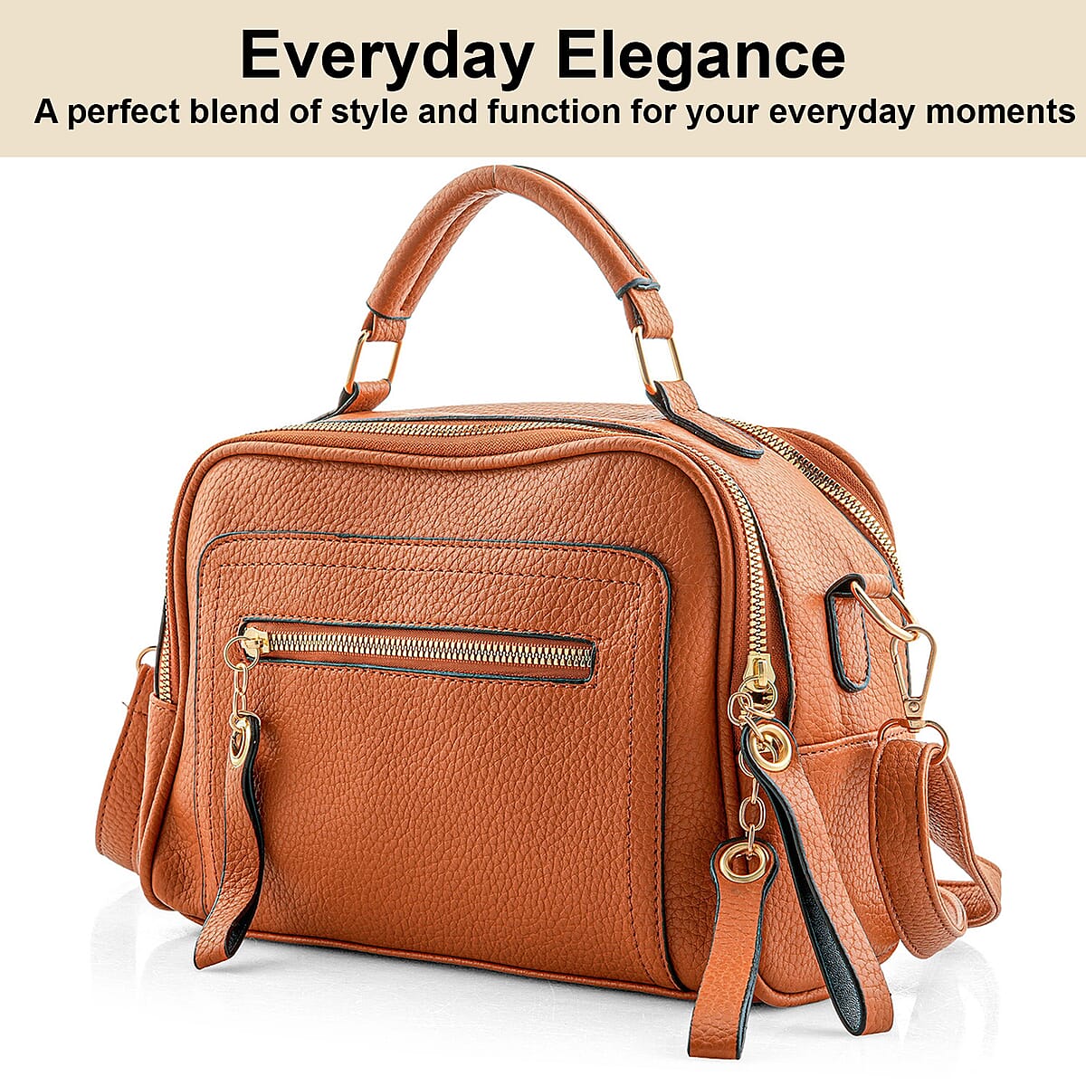 La Marey Brown Faux Leather Crossbody Bag image number 4