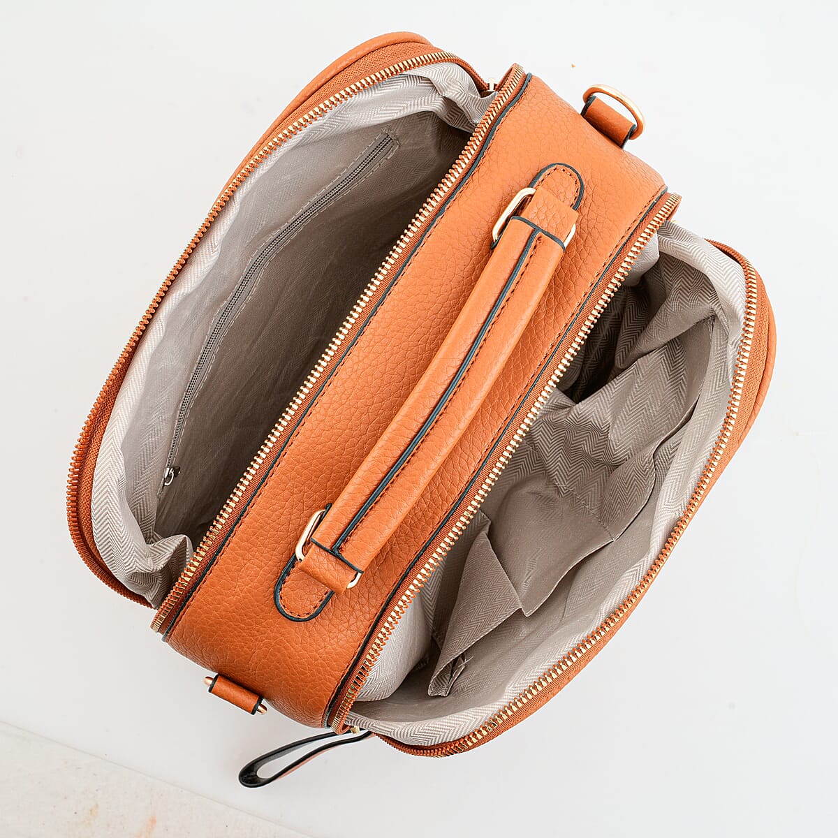 La Marey Brown Faux Leather Crossbody Bag image number 7