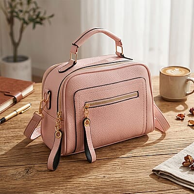 La Marey Pink Faux Leather Crossbody Bag