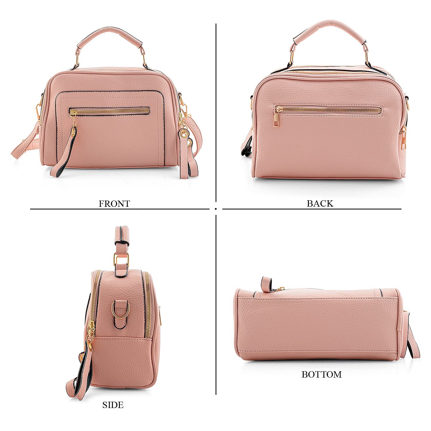 La Marey Pink Faux Leather Crossbody Bag