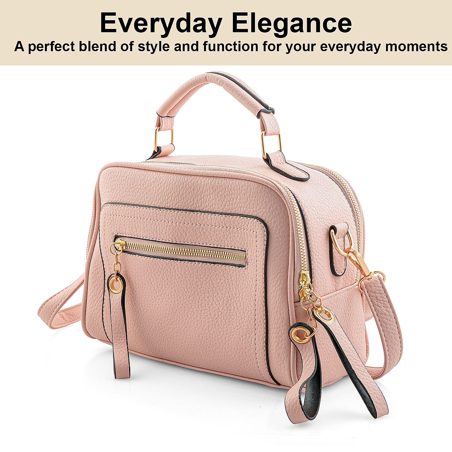 La Marey Pink Faux Leather Crossbody Bag