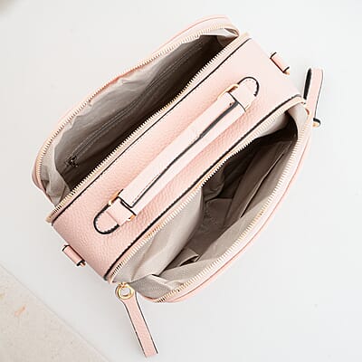 La Marey Pink Faux Leather Crossbody Bag