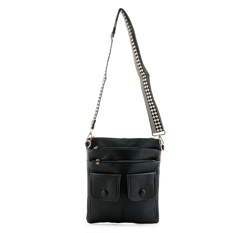 La Marey Black Faux Leather Crossbody Bag