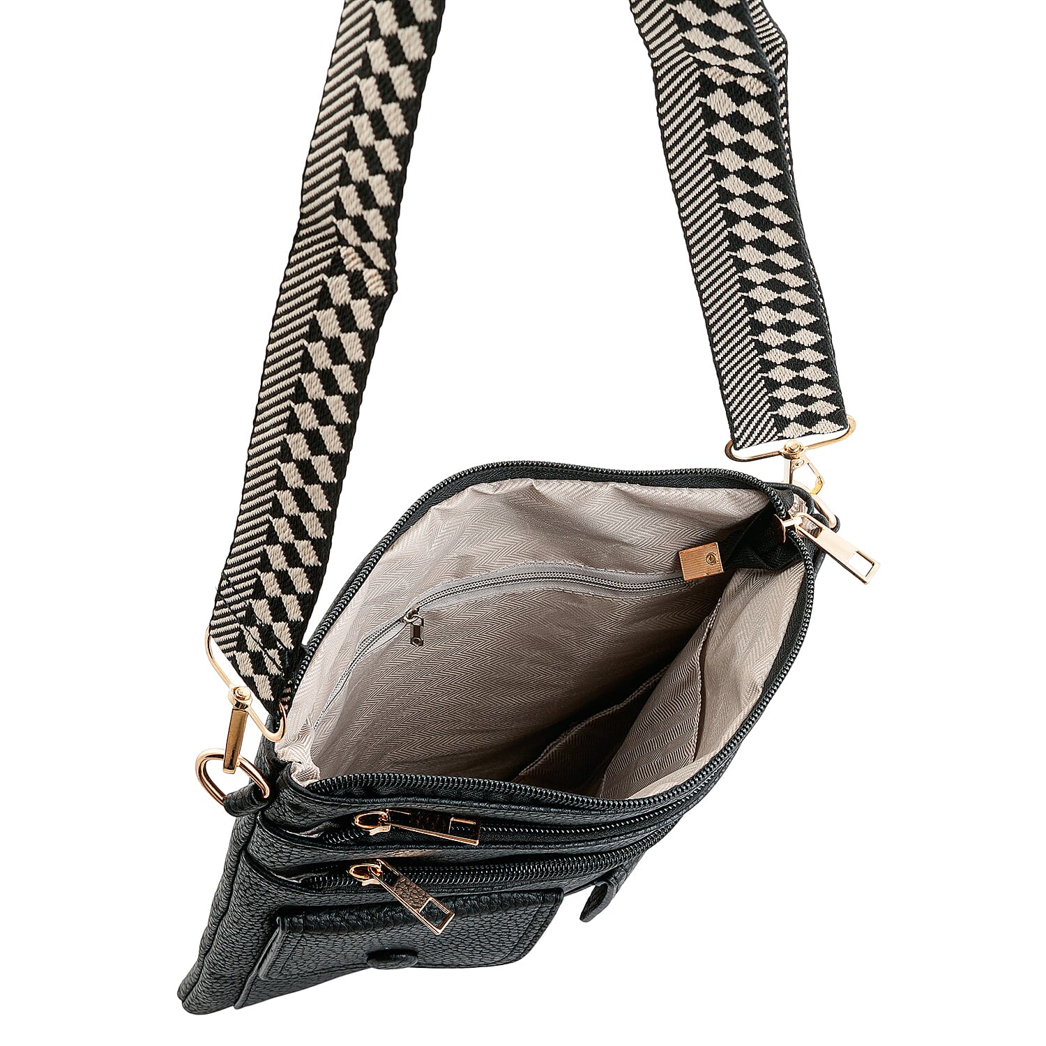 La Marey Black Faux Leather Crossbody Bag