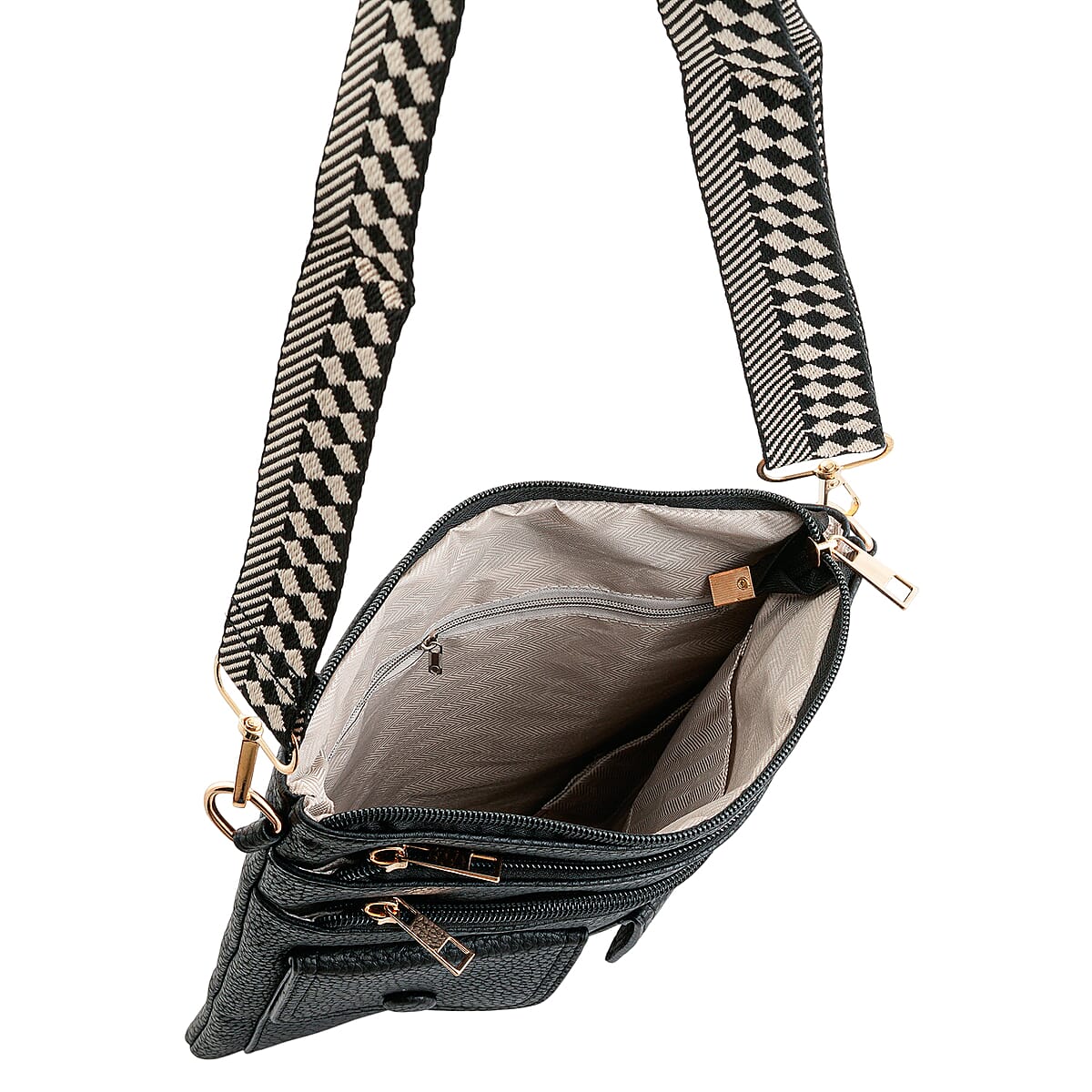 La Marey Black Faux Leather Crossbody Bag image number 3