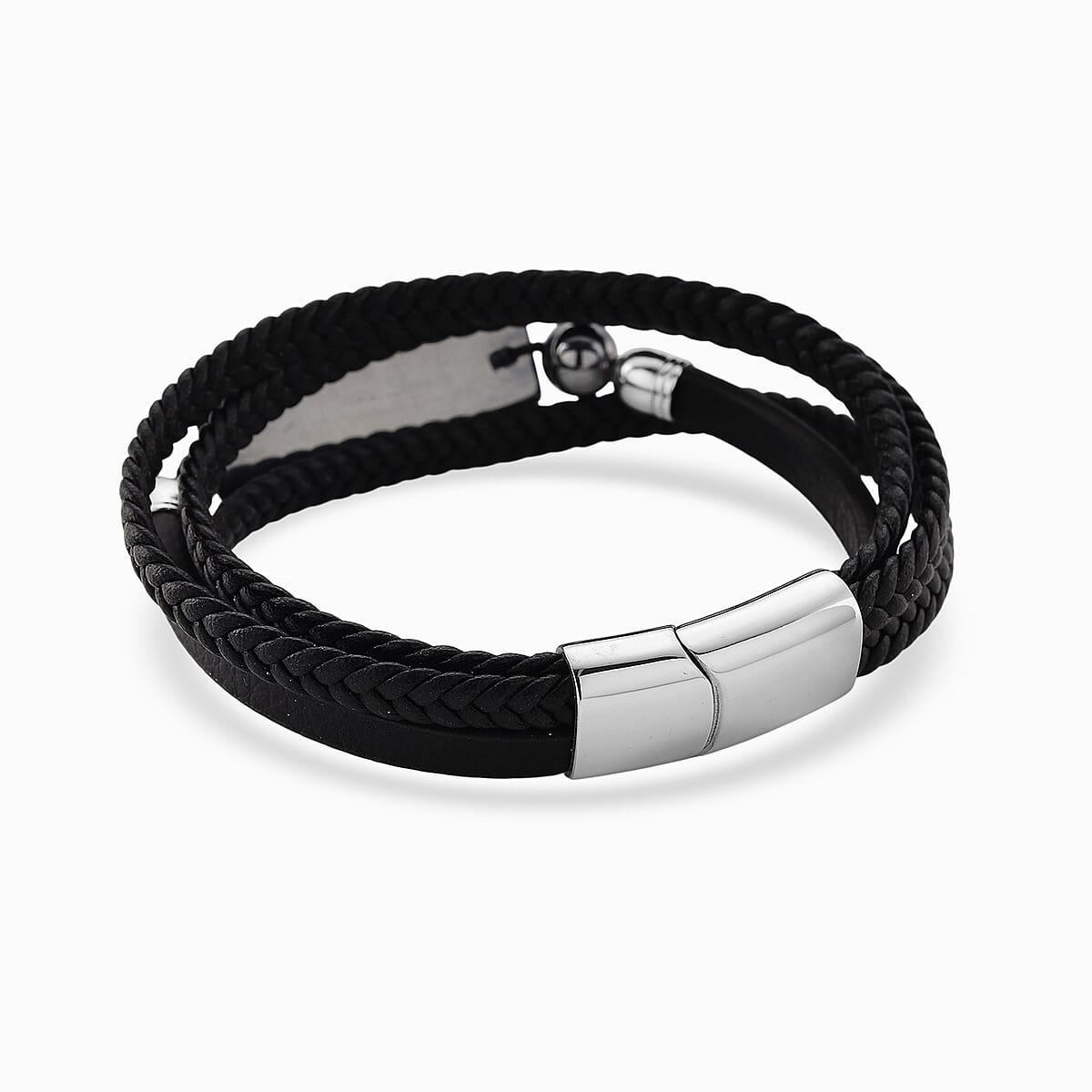 Terahertz 85.00 ctw Leather Bracelet in Stainless Steel (7.50 In) image number 5