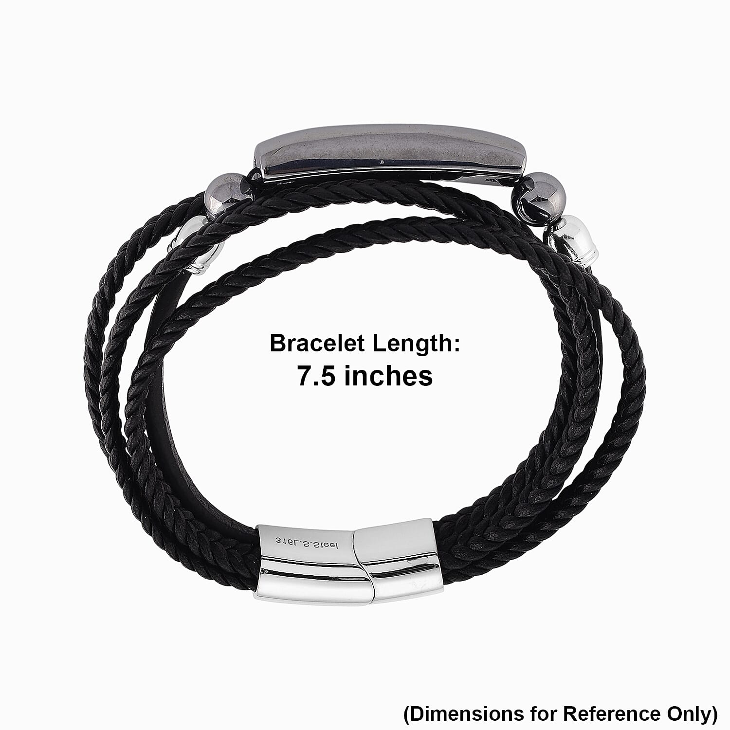 Terahertz 85.00 ctw Leather Bracelet in Stainless Steel (7.50 In)
