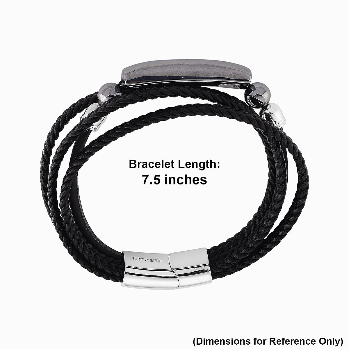 Terahertz 85.00 ctw Leather Bracelet in Stainless Steel (7.50 In) image number 6