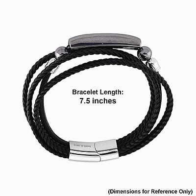 Terahertz 85.00 ctw Leather Bracelet in Stainless Steel (7.50 In)