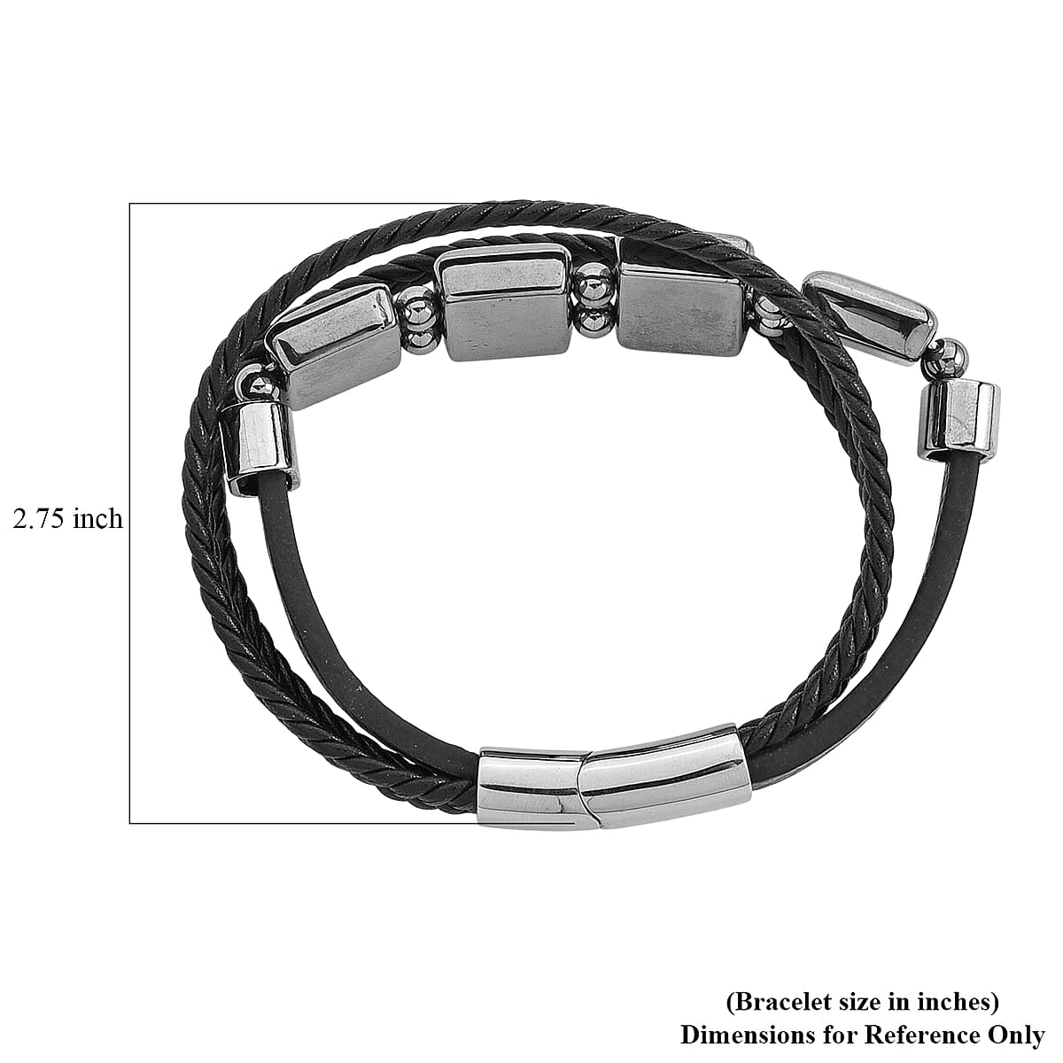 Terahertz 85.00 ctw Leather Bracelet with Stainless Steel Lock (7.50 In) image number 5