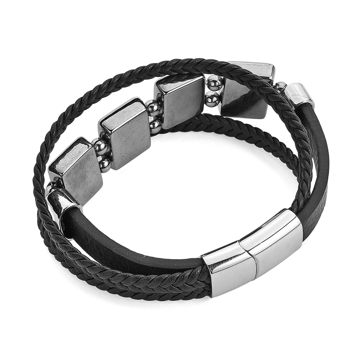 Terahertz 85.00 ctw Leather Bracelet with Stainless Steel Lock (8.00 In) image number 4