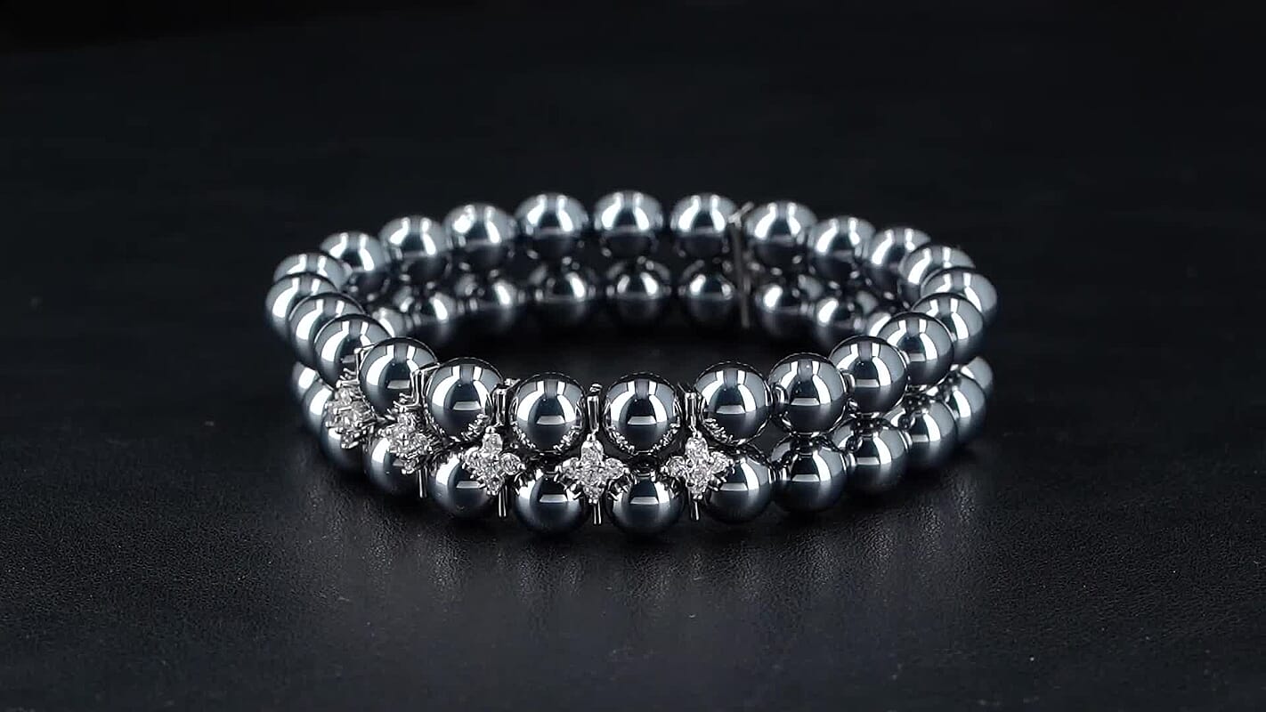 Terahertz, Simulated Diamond Beaded Bracelet in Silvertone 152.00 ctw (6.5-7.0 Inches)