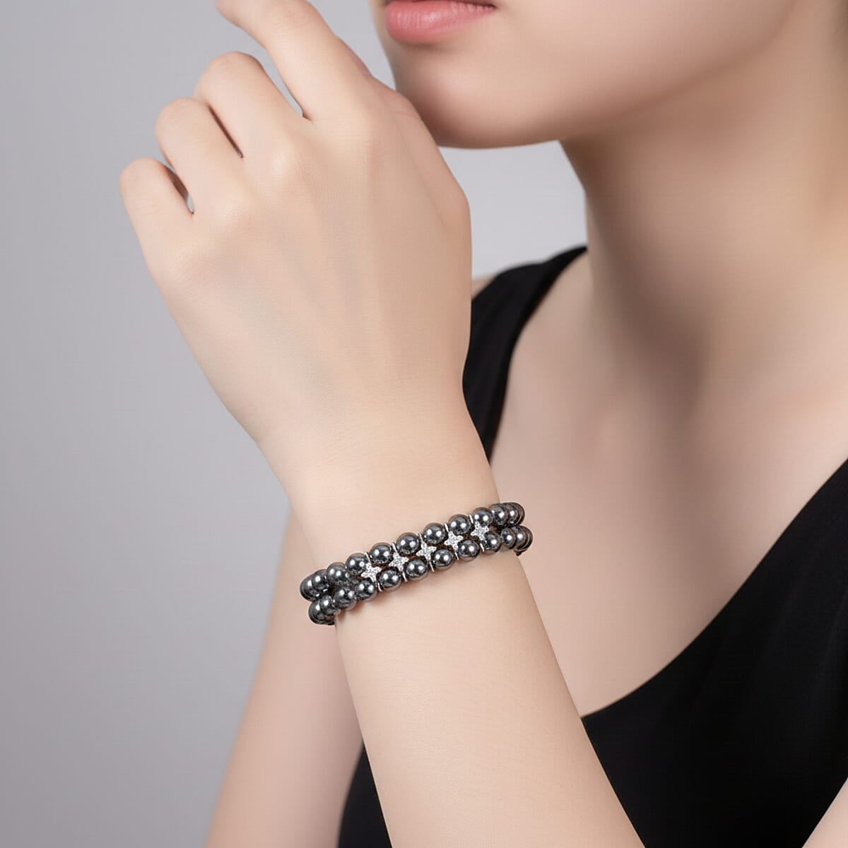 Terahertz, Simulated Diamond Beaded Bracelet in Silvertone 152.00 ctw (6.5-7.0 Inches) image number 2