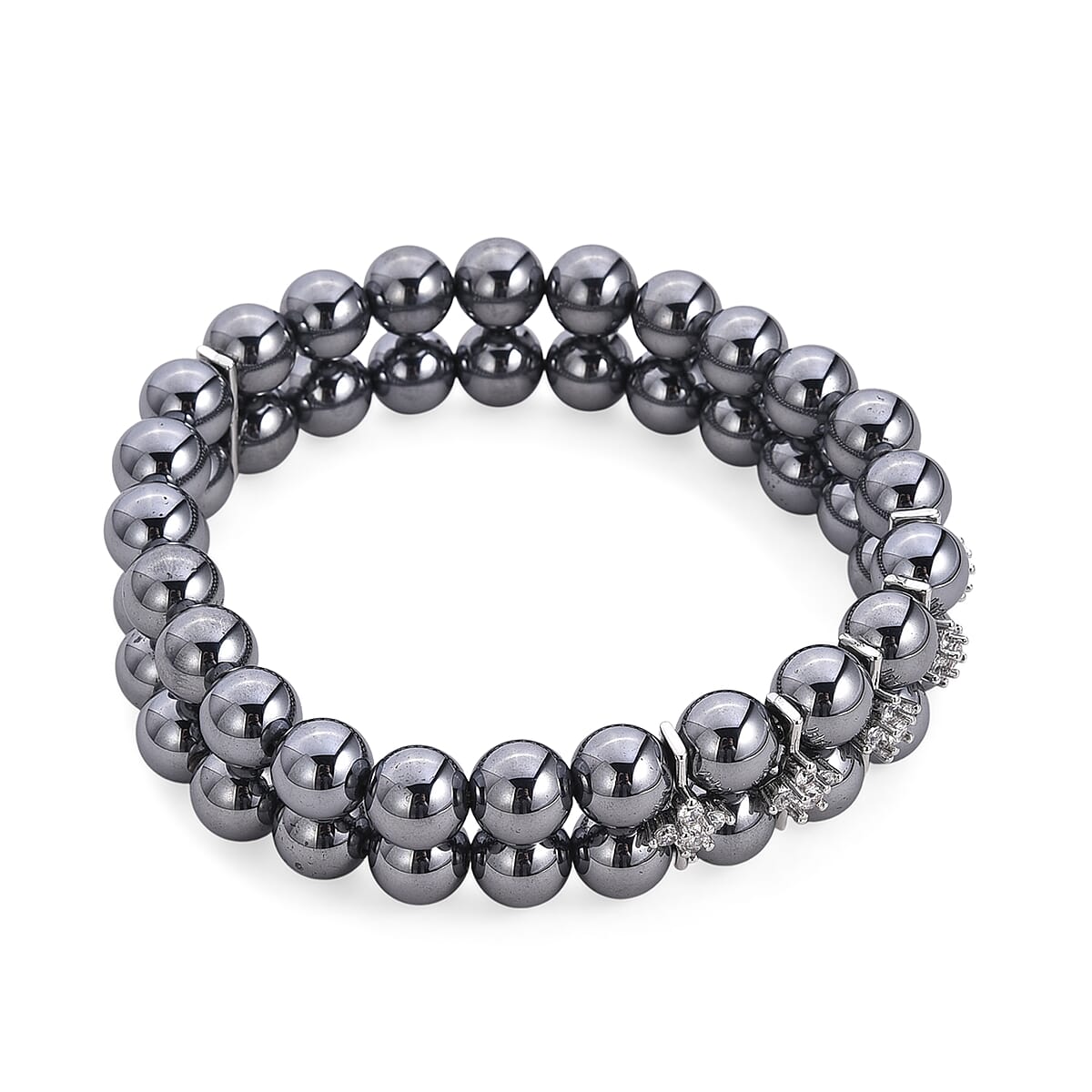 Terahertz, Simulated Diamond Beaded Bracelet in Silvertone 152.00 ctw (6.5-7.0 Inches) image number 3