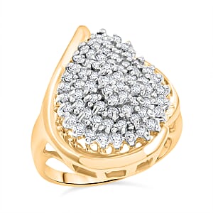 NY Closeout Diamond I2-I3 1.00 ctw Ring in 14K Yellow Gold Over and Sterling Silver (Size 7.0)