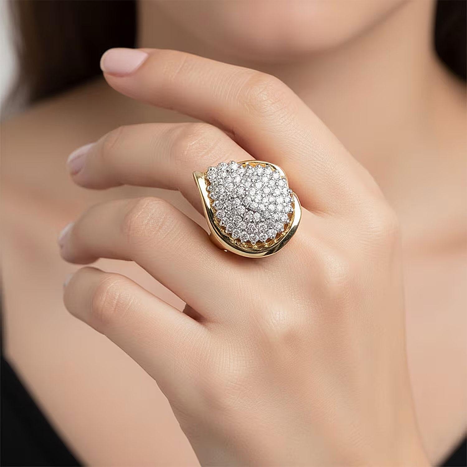 NY Closeout Diamond I2-I3 1.00 ctw Ring in 14K Yellow Gold Over and Sterling Silver (Size 7.0)