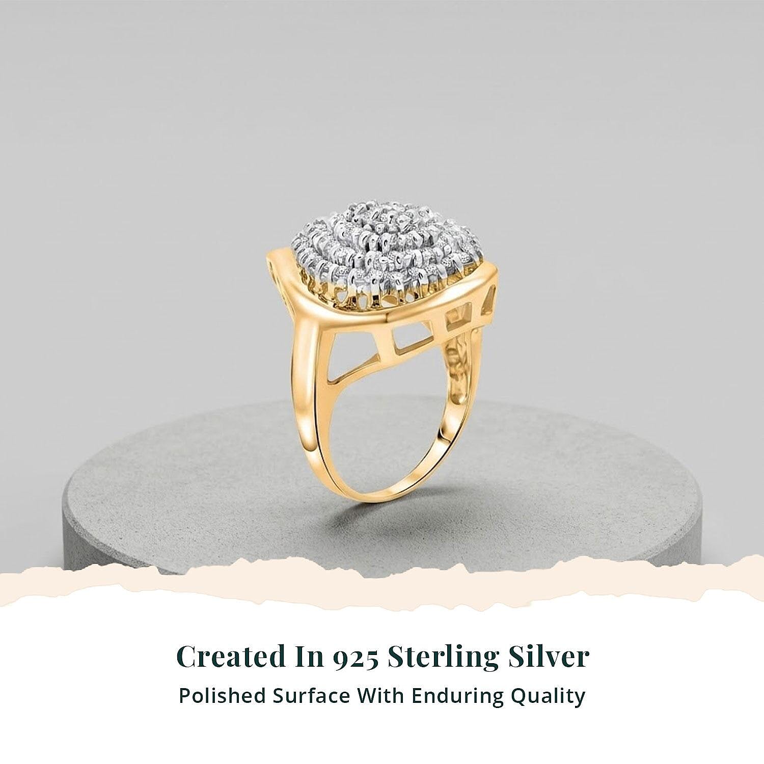 NY Closeout Diamond I2-I3 1.00 ctw Ring in 14K Yellow Gold Over and Sterling Silver (Size 7.0)