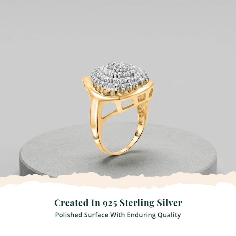 NY Closeout Diamond I2-I3 1.00 ctw Ring in 14K Yellow Gold Over and Sterling Silver (Size 7.0)