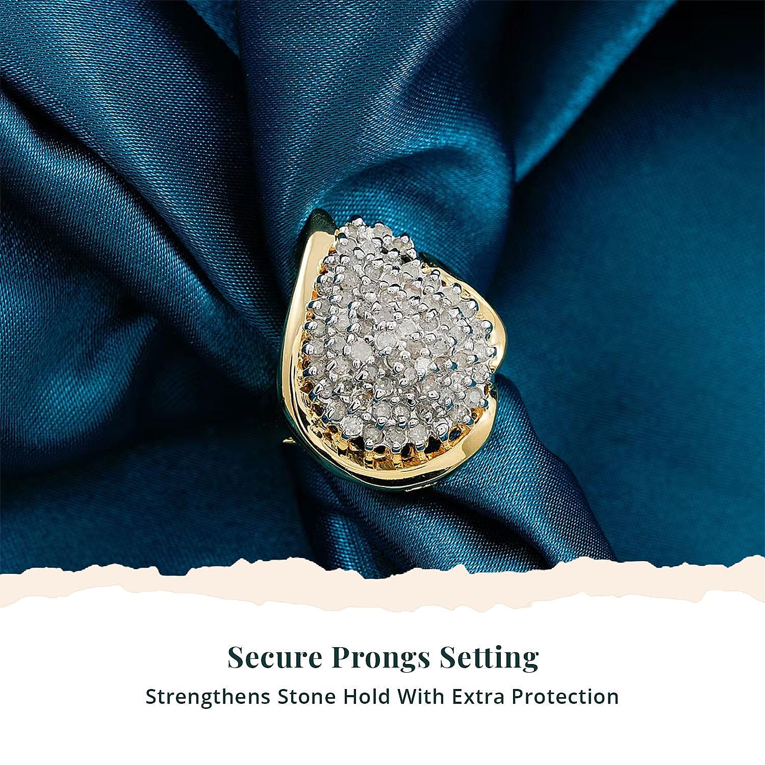 NY Closeout Diamond I2-I3 1.00 ctw Ring in 14K Yellow Gold Over and Sterling Silver (Size 7.0)