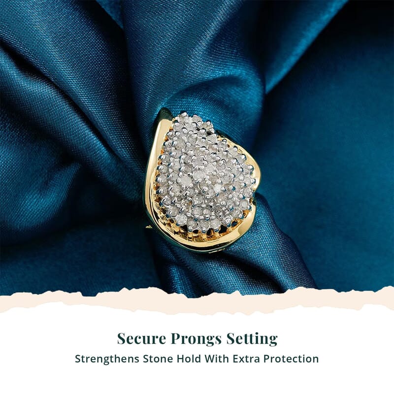 NY Closeout Diamond I2-I3 1.00 ctw Ring in 14K Yellow Gold Over and Sterling Silver (Size 7.0)