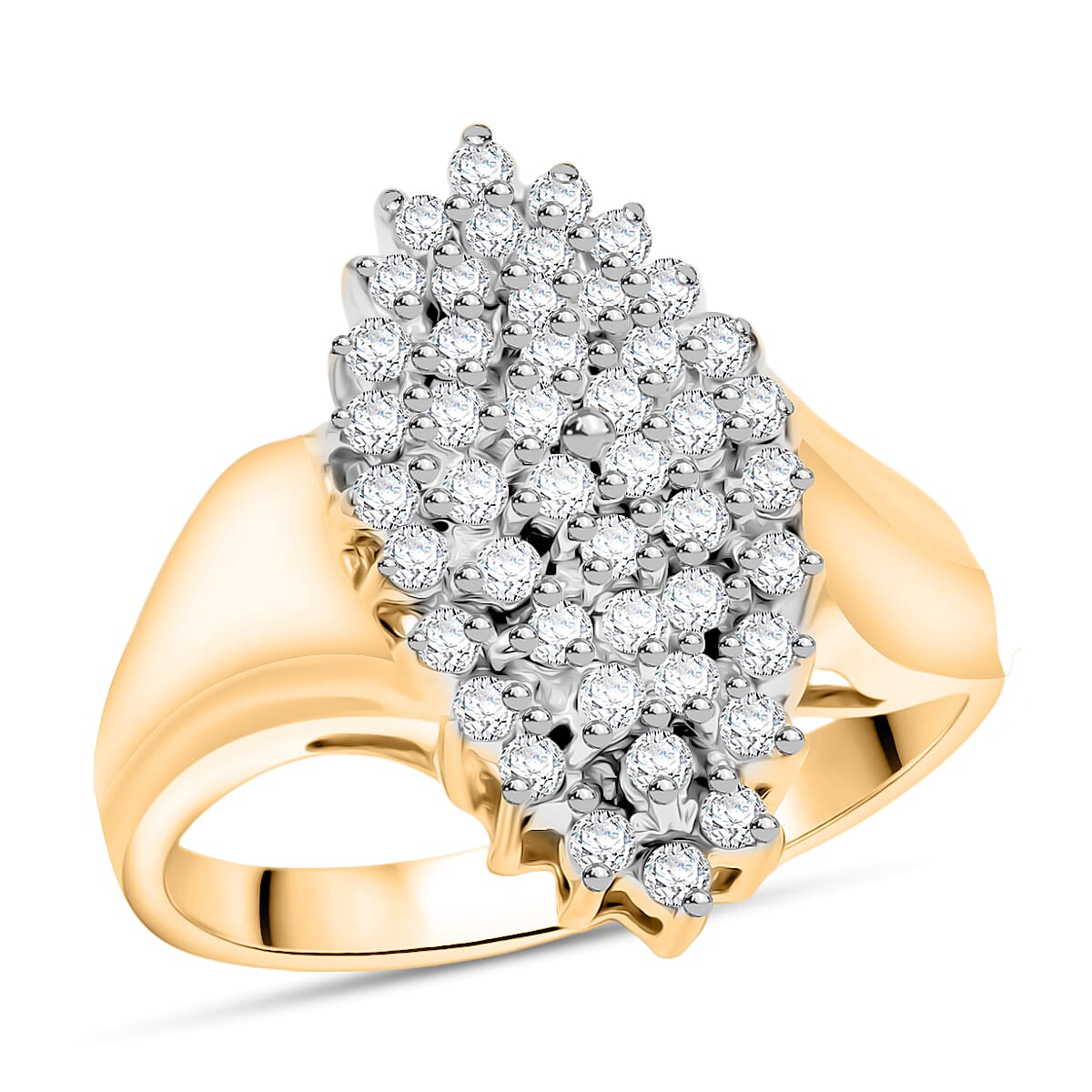 Diamond (I2-I3) Ring in 14K YG Over and Sterling Silver (Size 7.0) 0.50 ctw