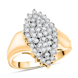 Diamond I2-I3 0.50 ctw Ring in 14K Yellow Gold Over and Sterling Silver (Size 7.0)