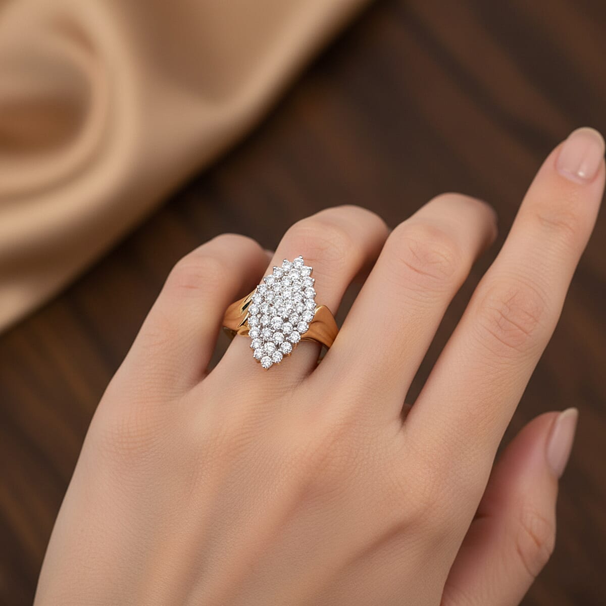 Diamond I2-I3 0.50 ctw Ring in 14K Yellow Gold Over and Sterling Silver (Size 7.0) image number 2