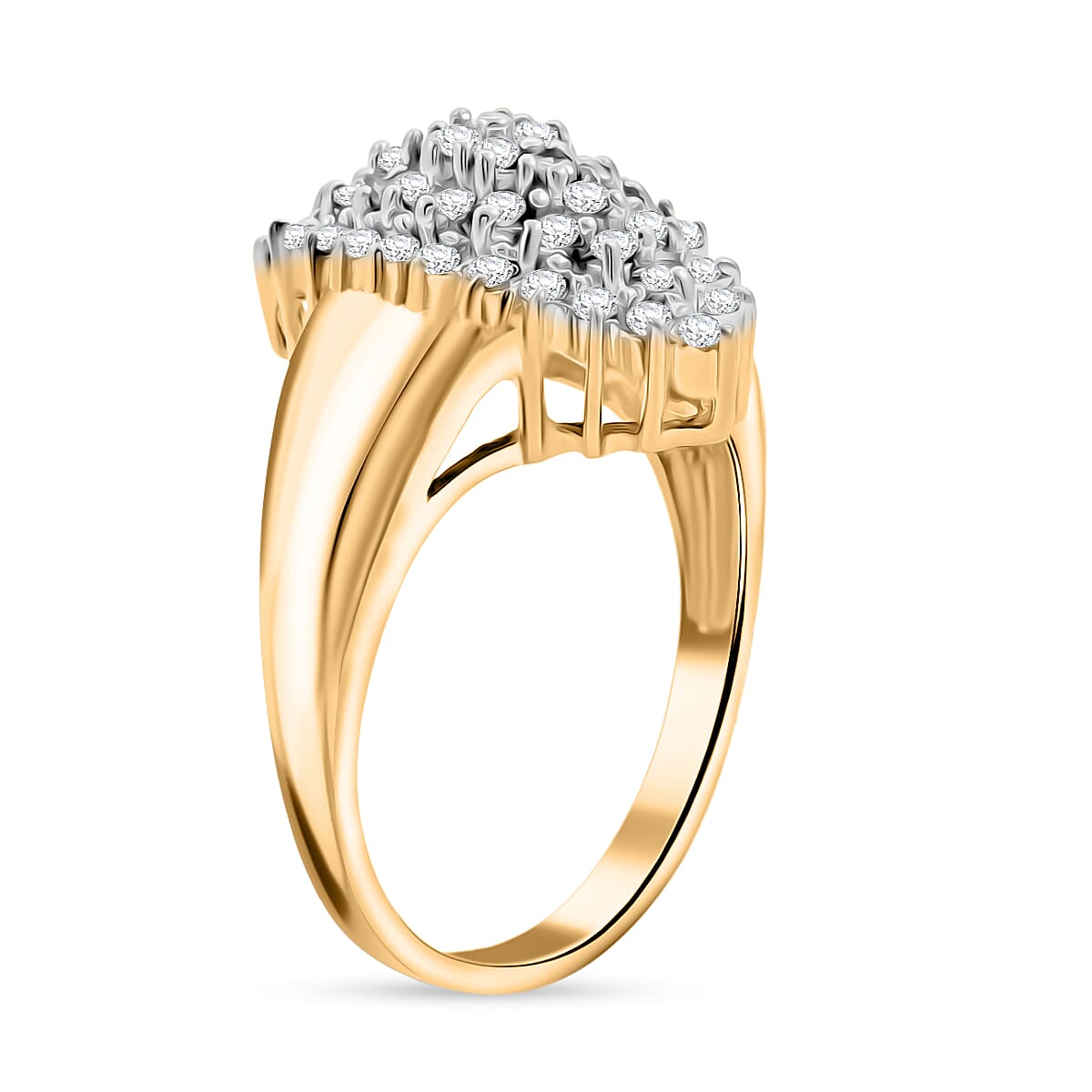 Diamond I2-I3 0.50 ctw Ring in 14K Yellow Gold Over and Sterling Silver (Size 7.0) image number 3