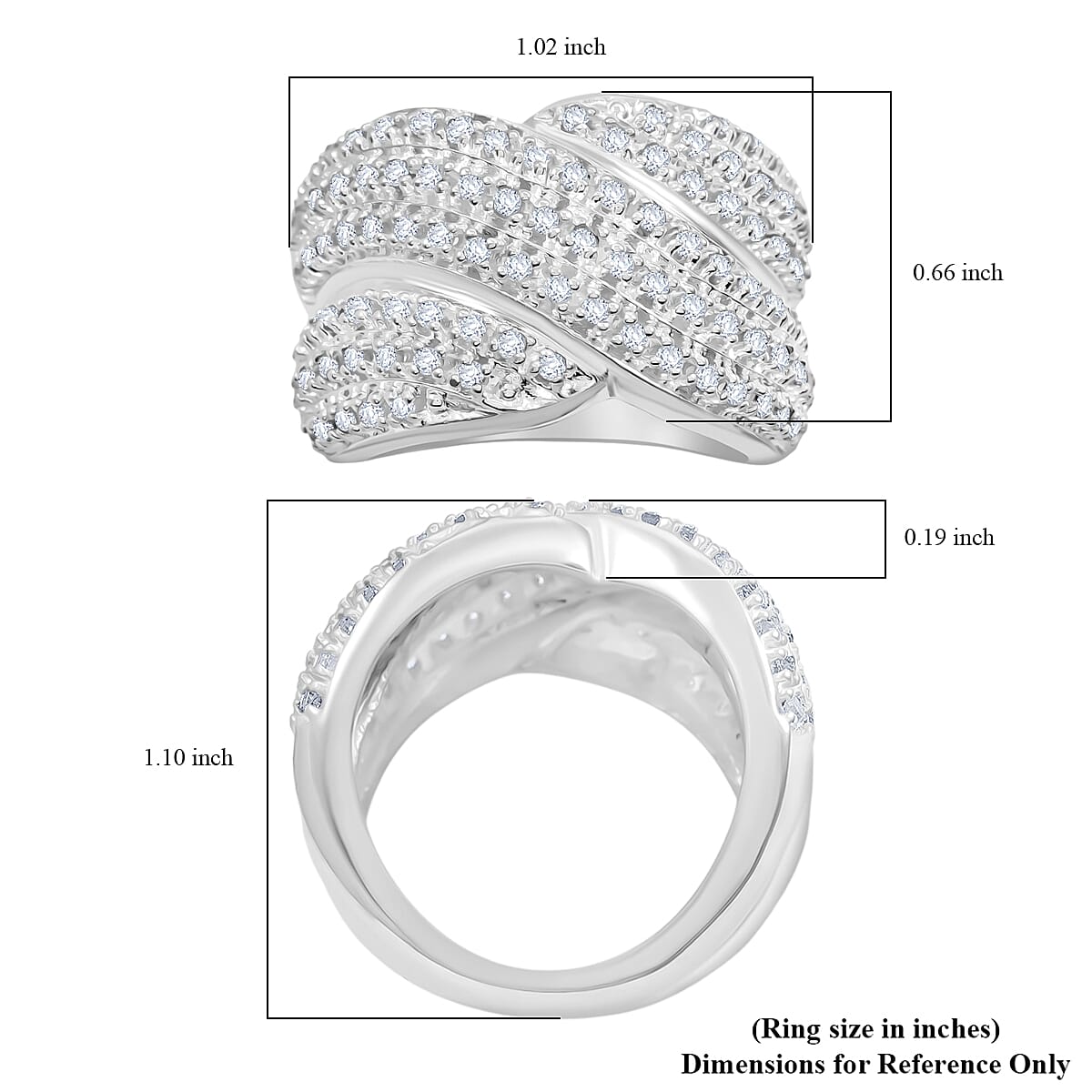 Diamond I2-I3 1.00 ctw Ring in Sterling Silver (Size 10.0)