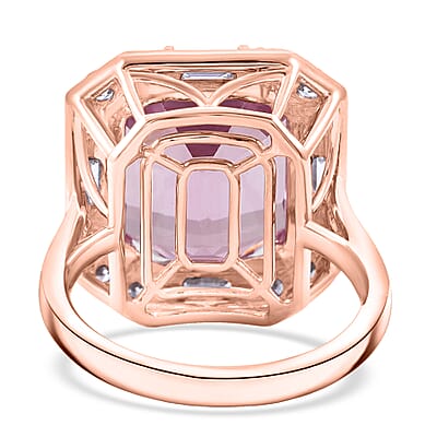 Certified & Appraised AAA Martha Rocha Kunzite, Luxuriant Lab Grown Diamond E-F VS 15.00 ctw Ring in 10K Rose Gold (Size 10.0) 5.33 Grams