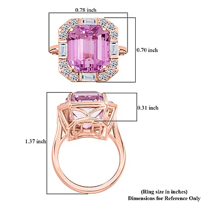 Certified & Appraised AAA Martha Rocha Kunzite, Luxuriant Lab Grown Diamond E-F VS 15.00 ctw Ring in 10K Rose Gold (Size 10.0) 5.33 Grams