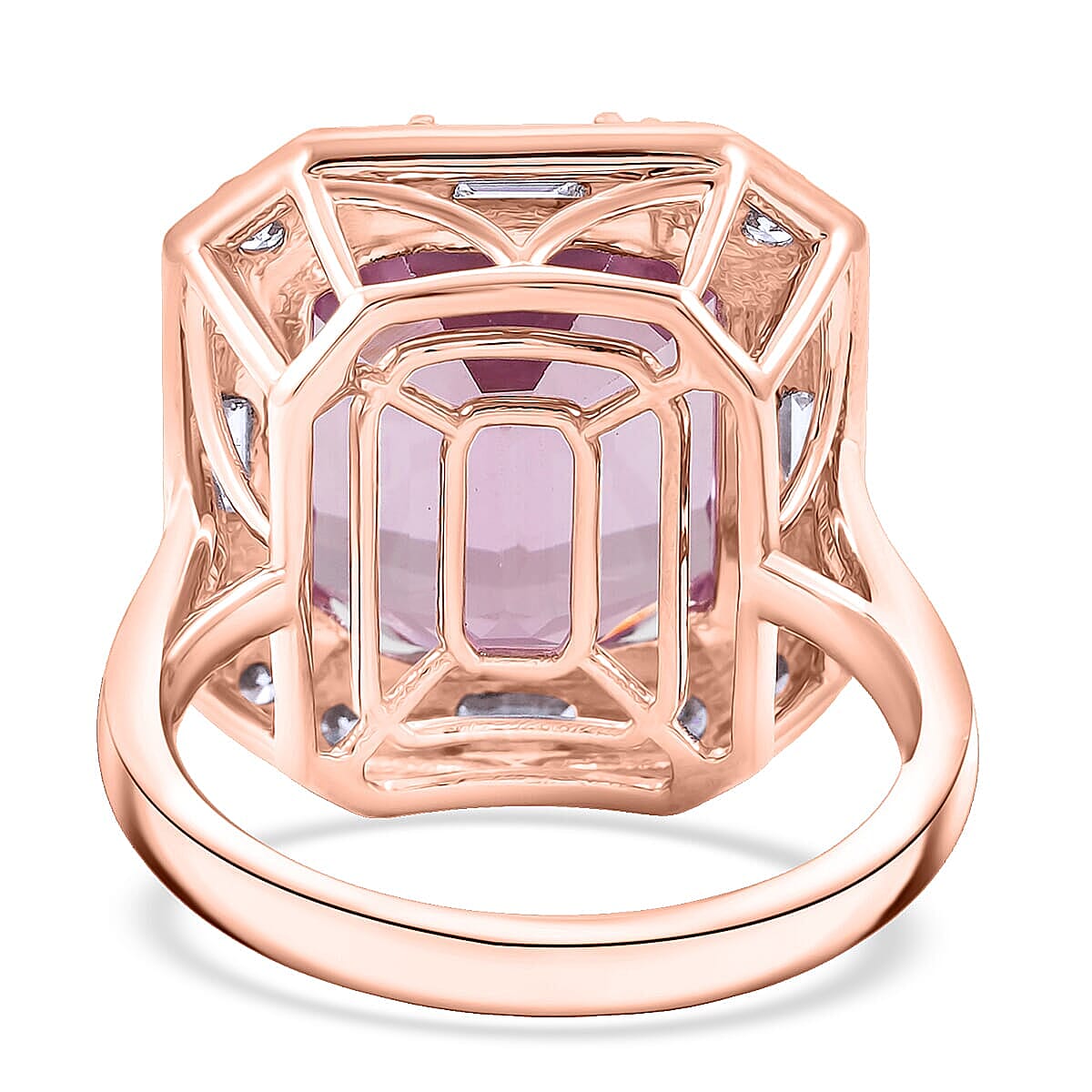 Certified & Appraised AAA Martha Rocha Kunzite, Luxuriant Lab Grown Diamond E-F VS 15.00 ctw Ring in 10K Rose Gold (Size 7.0) 5.33 Grams image number 4
