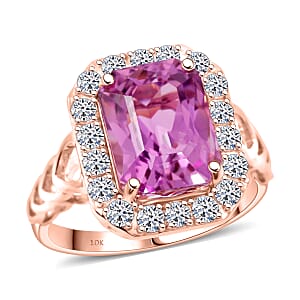Certified & Appraised AAA Martha Rocha Kunzite and Luxuriant Lab Grown Diamond E-F VS 9.25 ctw Ring in 10K Rose Gold (Size 10.0) 5.46 Grams