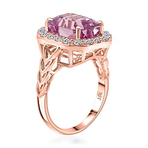 Certified & Appraised AAA Martha Rocha Kunzite and Luxuriant Lab Grown Diamond E-F VS 9.25 ctw Ring in 10K Rose Gold (Size 10.0) 5.46 Grams