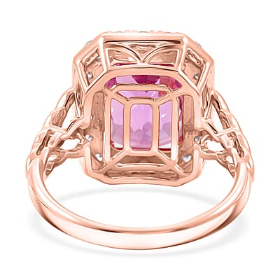 Certified & Appraised AAA Martha Rocha Kunzite and Luxuriant Lab Grown Diamond E-F VS 9.25 ctw Ring in 10K Rose Gold (Size 10.0) 5.46 Grams