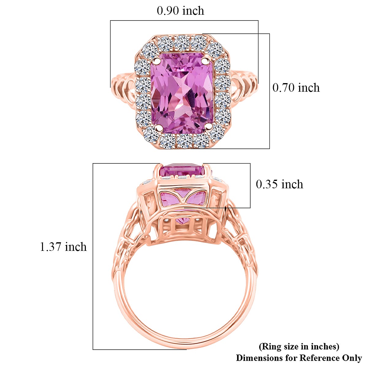 Certified & Appraised AAA Martha Rocha Kunzite and Luxuriant Lab Grown Diamond E-F VS 9.25 ctw Ring in 10K Rose Gold (Size 10.0) 5.46 Grams