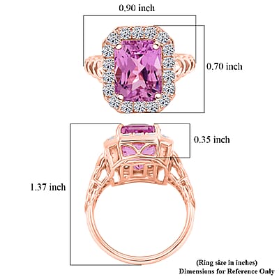 Certified & Appraised AAA Martha Rocha Kunzite and Luxuriant Lab Grown Diamond E-F VS 9.25 ctw Ring in 10K Rose Gold (Size 10.0) 5.46 Grams