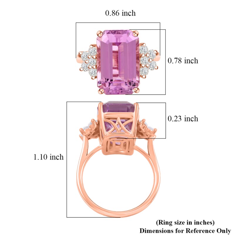 Certified & Appraised AAA Martha Rocha Kunzite and Luxuriant Lab Grown Diamond E-F VS 10.00 ctw Ring in 10K Rose Gold (Size 10.0)