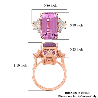 Certified & Appraised AAA Martha Rocha Kunzite and Luxuriant Lab Grown Diamond E-F VS 10.00 ctw Ring in 10K Rose Gold (Size 6.0)