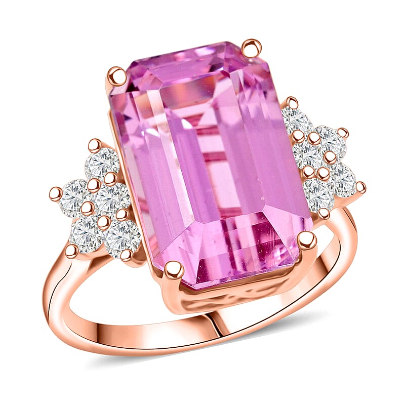 Certified & Appraised AAA Martha Rocha Kunzite and Luxuriant Lab Grown Diamond E-F VS 10.00 ctw Ring in 10K Rose Gold (Size 8.0)
