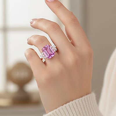 Certified & Appraised AAA Martha Rocha Kunzite and Luxuriant Lab Grown Diamond E-F VS 10.00 ctw Ring in 10K Rose Gold (Size 8.0)